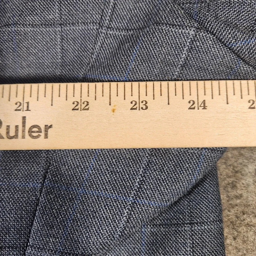 Lauren Ralph Lauren Blazer Mens 48R Gray Silk Wool‎ Windowpane Two Button Jacket